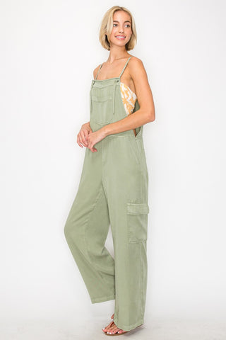 RISEN Wide Leg Tencel Overalls